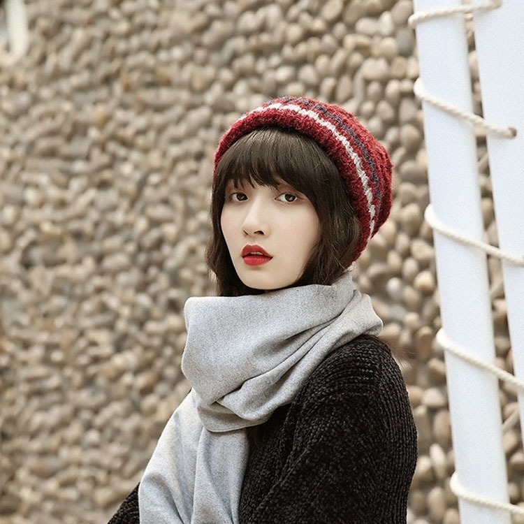 日本 BEAUTYJAPAN 羊毛抗寒保暖加厚內絨毛毛球針織毛帽 BJ2137紅色-細節圖2