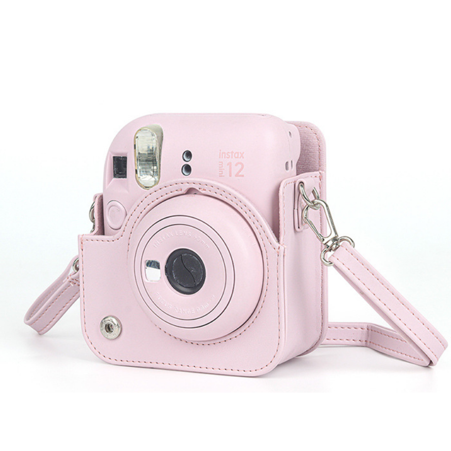 【eYe攝影】Mini 12 復古皮套 粉色 藍色 白色 綠色 紫色 拍立得相機 透明殼 相機包 保護套 側背包-細節圖3