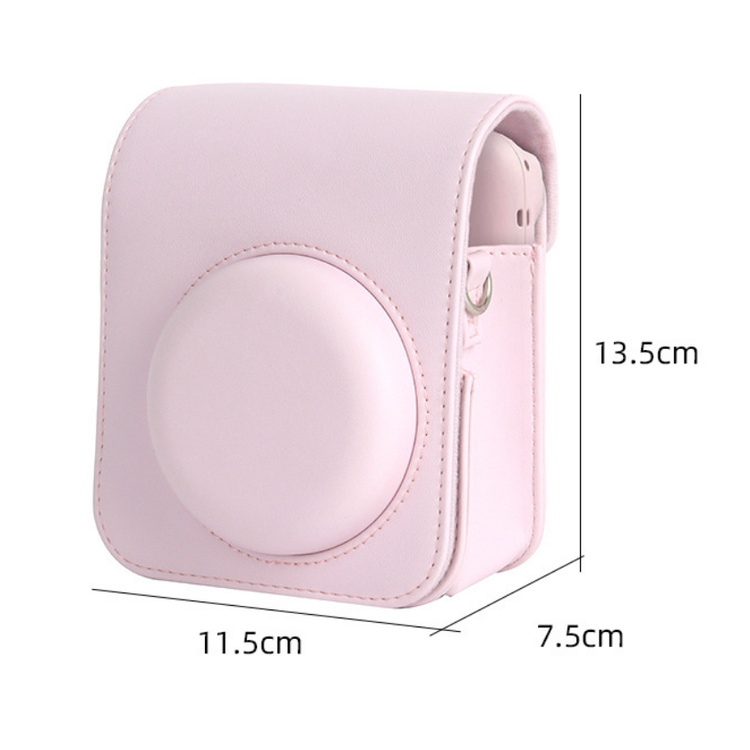【eYe攝影】Mini 12 復古皮套 粉色 藍色 白色 綠色 紫色 拍立得相機 透明殼 相機包 保護套 側背包-細節圖4