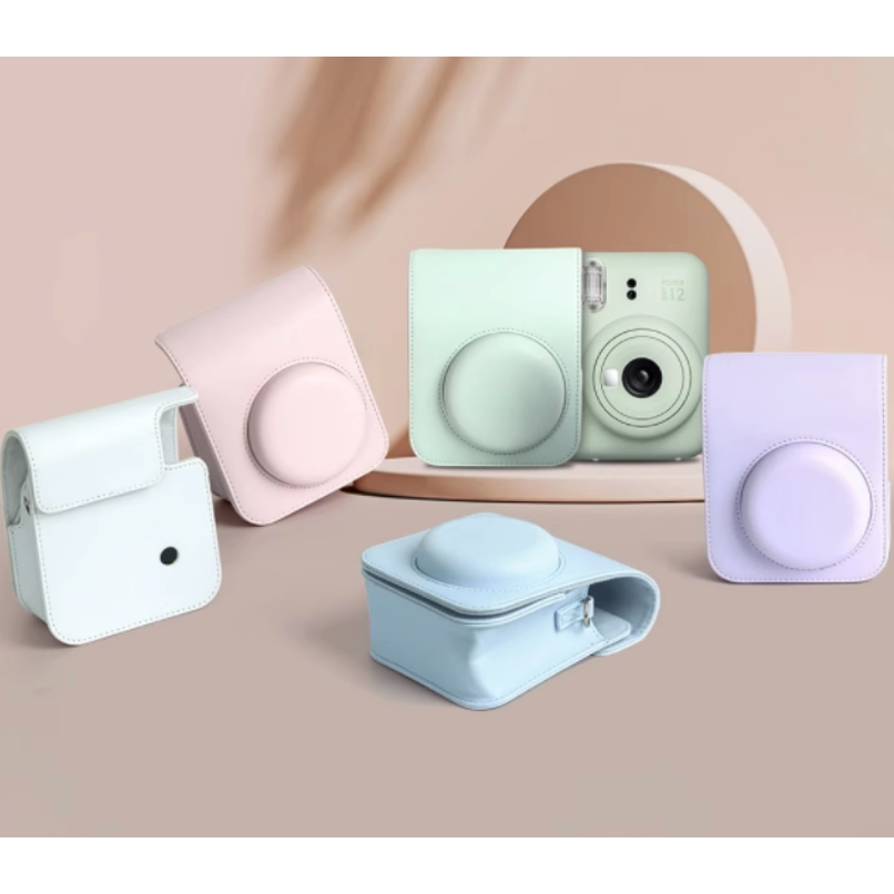 【eYe攝影】Mini 12 復古皮套 粉色 藍色 白色 綠色 紫色 拍立得相機 透明殼 相機包 保護套 側背包-細節圖5