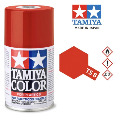 【鋼普拉】TAMIYA 田宮 模型 噴漆 噴罐 油性漆 85008 TS8 TS-8 法拉利紅 亮光 紅色 100ml