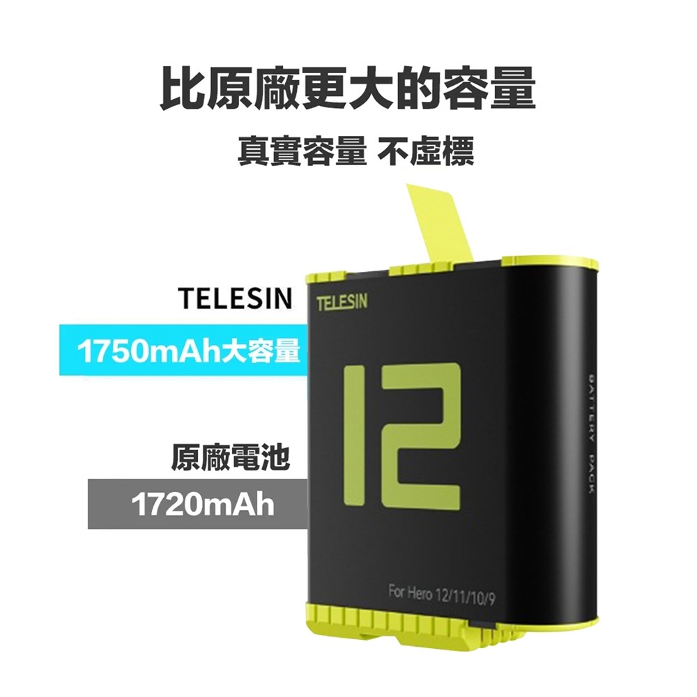 【eYe攝影】現貨 TELESIN GOPRO HERO 9 10 11 12收納式三槽充電器 座充 副廠 充電器 三充-細節圖3
