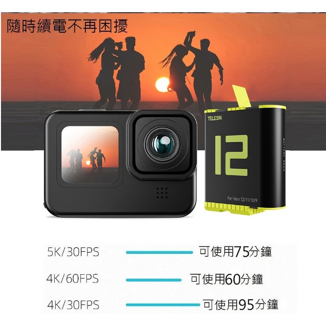 【eYe攝影】現貨 TELESIN GOPRO HERO 9 10 11 12收納式三槽充電器 座充 副廠 充電器 三充-細節圖5