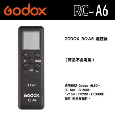 【eYe攝影】神牛 GODOX RC-A6 持續燈遙控器 公司貨 �直播 ML60 SL150II FV150