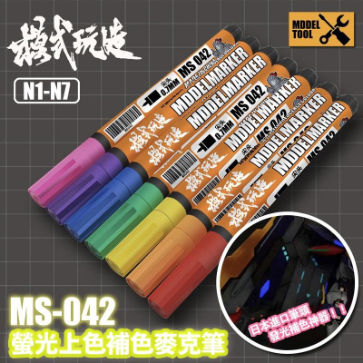 【鋼普拉】現貨 模式玩造 MS042 油性螢光麥克筆 夜光麥克筆 鋼彈模型 補色筆 油性筆 消色筆 墨線筆