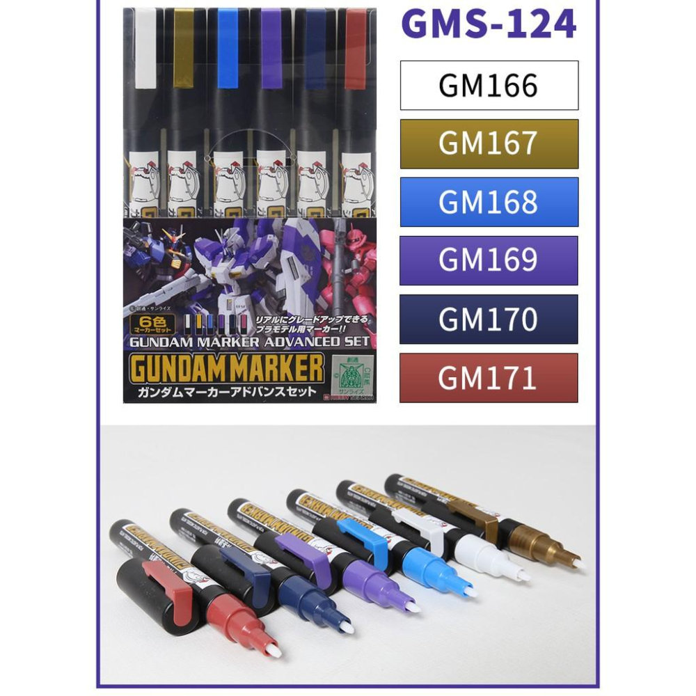 【鋼普拉】現貨 MR.HOBBY 郡氏 GSI 鋼彈麥克筆 GUNDAM MARKER 6色 GMS124 海牛 薩克-細節圖2