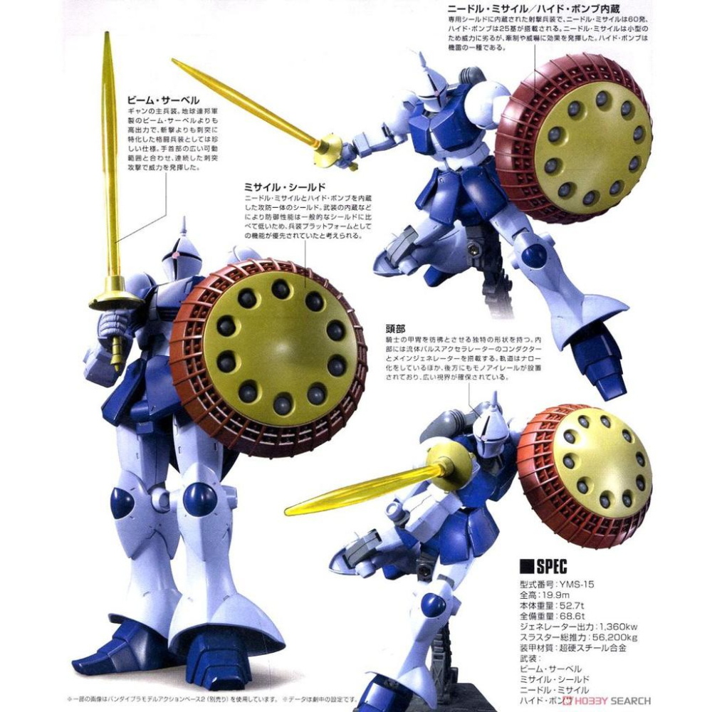 【鋼普拉】現貨 BANDAI 鋼彈UC HGUC 1/144 #197 YMS-15 GYAN 吉昂 圓桌武士 新生式樣-細節圖5