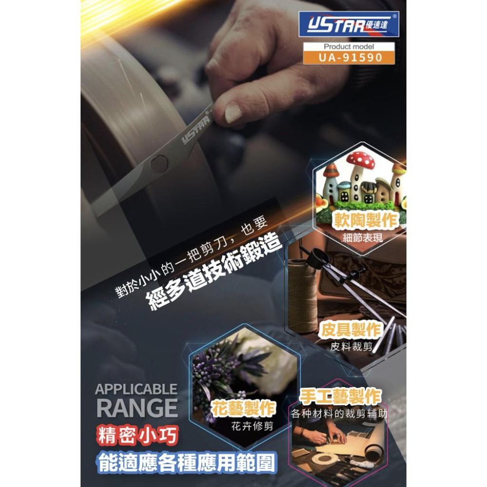 【鋼普拉】現貨 含皮革收納袋 USTAR 優速達 UA91251 水貼剪刀 遮蓋膠帶 水貼專用剪 花紙剪 不起毛邊-細節圖2