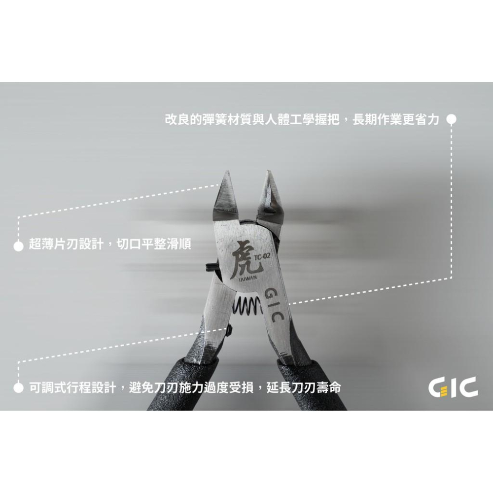 【鋼普拉】現貨 台灣製造 GIC TC-02 虎爪 2.5 職人 模型專用 斜口鉗 薄刃 單刃 取代筆刀 斜口剪 模型剪-細節圖4
