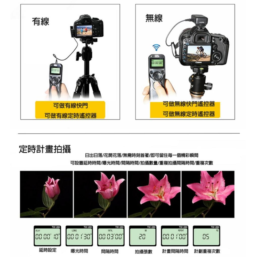 【eYe攝影】PIXEL 品色 TW283 N3 無線/有線定時快門線 C3 Canon 7D 5D3 1DX R5-細節圖4