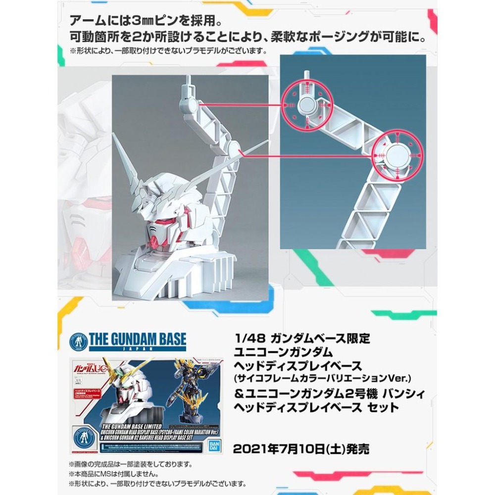【鋼普拉】2組 日本鋼彈基地限定 BANDAI HG RG 1/48 獨角獸鋼彈 報喪女妖 鳳凰 頭像支架 4色感應框架-細節圖6