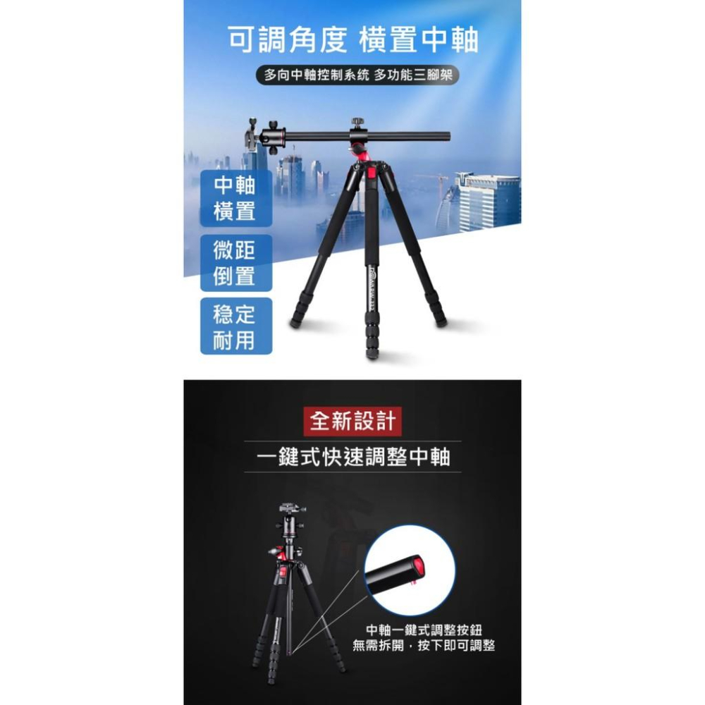 【eYe攝影】公司貨 含雲台 RW-332 中軸橫置三腳架 載重15kg 水平360度轉動 雙水平儀 商品攝影 微距拍攝-細節圖2