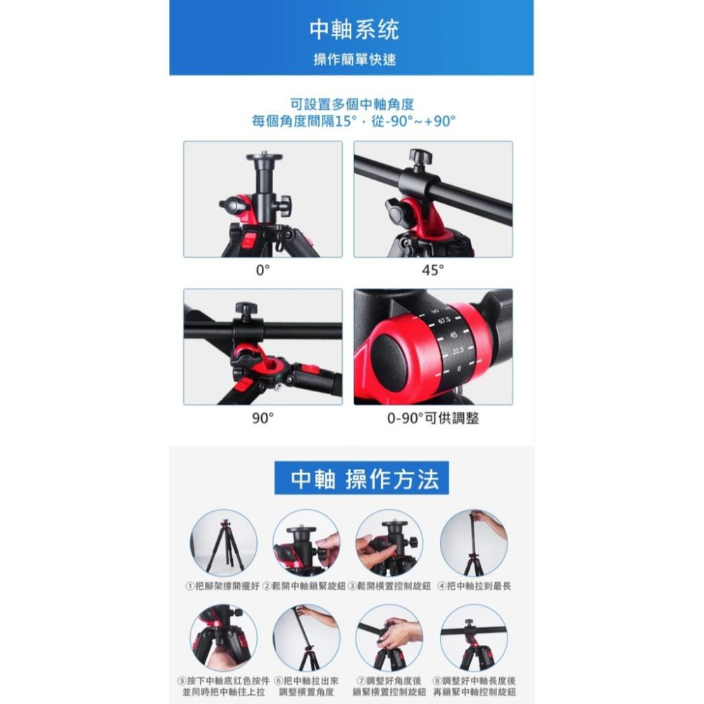 【eYe攝影】公司貨 含雲台 RW-332 中軸橫置三腳架 載重15kg 水平360度轉動 雙水平儀 商品攝影 微距拍攝-細節圖3