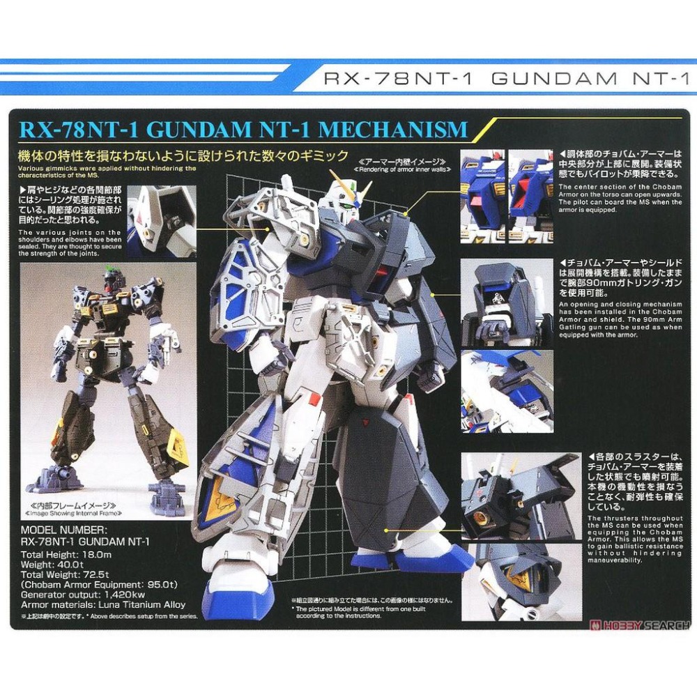 【鋼普拉】現貨 BANDAI MG 1/100 RX-78NT-1 GUNDAM NT-1 Ver.2.0 鋼彈NT-1-細節圖3