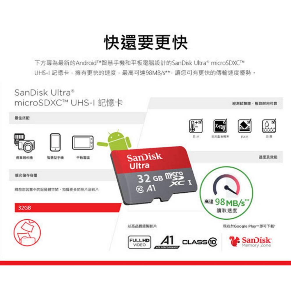 【eYe攝影】公司貨 SanDisk Ultra 32G microSD TF 98M SDHC 記憶卡 手機 終保-細節圖4