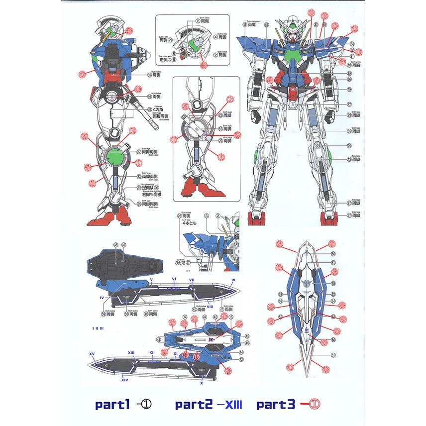 【鋼普拉】雪焰水貼 BANDAI 鋼彈00 PG 1/60 GN-001 GUNDAM EXIA 能天使鋼彈 水貼紙-細節圖4