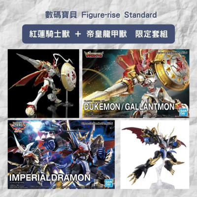 【鋼普拉】現貨 BANDAI 數碼寶貝 Figure-rise Standard 紅蓮騎士獸 + 帝黃龍甲獸 限定套組