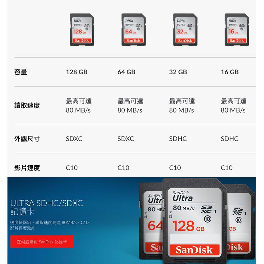 【eYe攝影】增你強公司貨 SanDisk Ultra SD 32G 64G 讀取80MB C10 記憶卡 數位相機-細節圖4