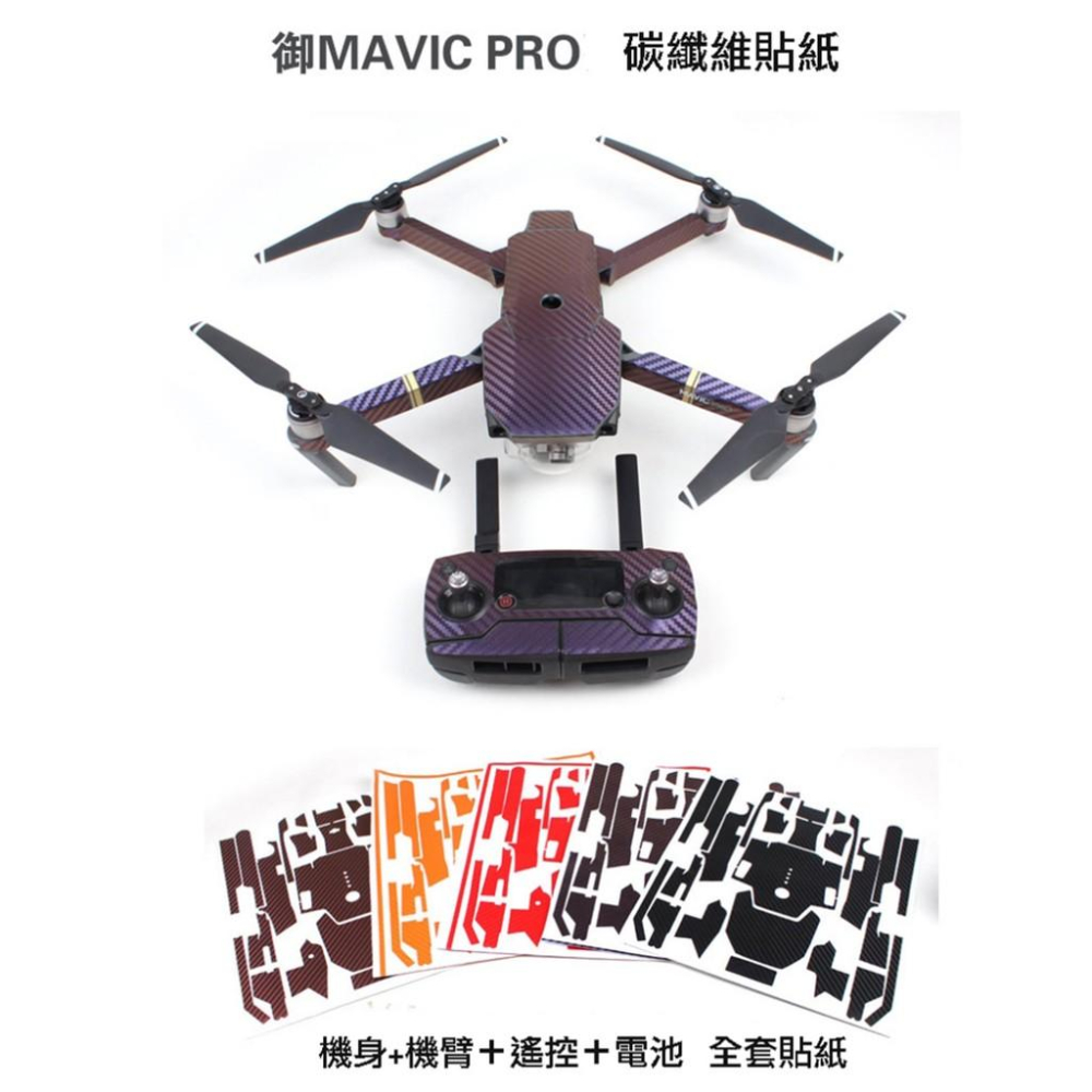 【eYe攝影】大疆 DJI MAVIC PRO 全機包膜 碳纖維貼紙 黑 白 紅 橙 變色膜 防刮防曬-細節圖2