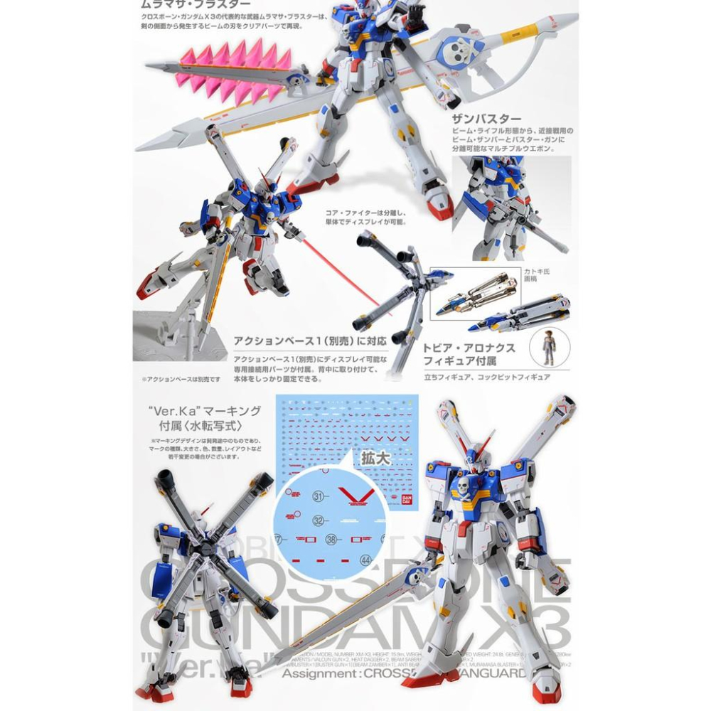 【鋼普拉】現貨 PB魂商 BANDAI MG 1/100 CROSSBONE GUNDAM X3 Ver.Ka 海盜鋼彈-細節圖4