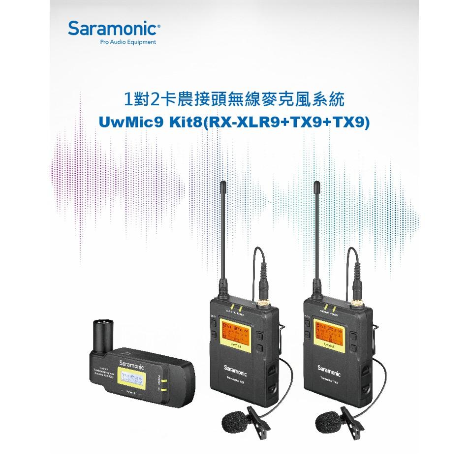 【eYe攝影】Saramonic 楓笛一對二 卡農接頭無線麥克風套裝 UwMic9 Kit8-細節圖2