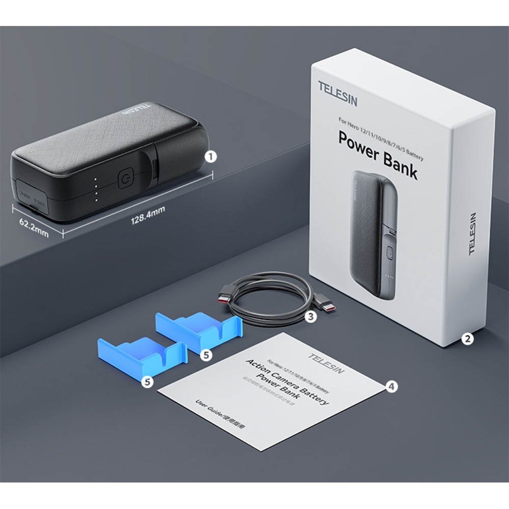 【eYe攝影】現貨 泰迅 TELESIN 電池收納式移動電源充電器 Gopro12 11 10 9 8 7 充電器 電池-細節圖7
