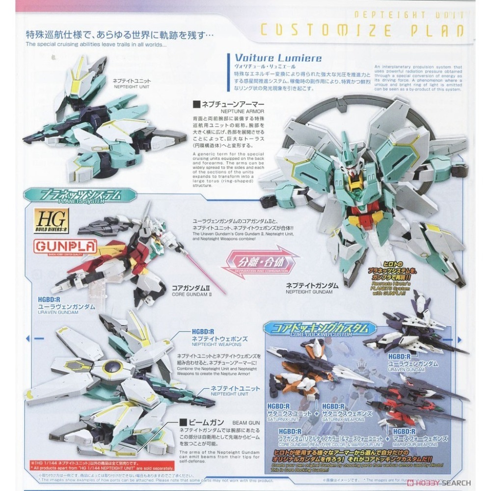 【鋼普拉】現貨 BANDAI 鋼彈創鬥者 HGBD:R 1/144 #031 NEPTEIGHT 海王星8式鋼彈 武裝-細節圖3