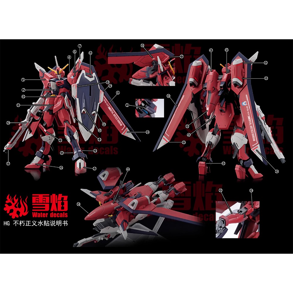 【鋼普拉】現貨 雪焰水貼 螢光版 BANDAI HG 1/144 #244 不朽正義鋼彈 IMMORTAL JUSTI-細節圖3