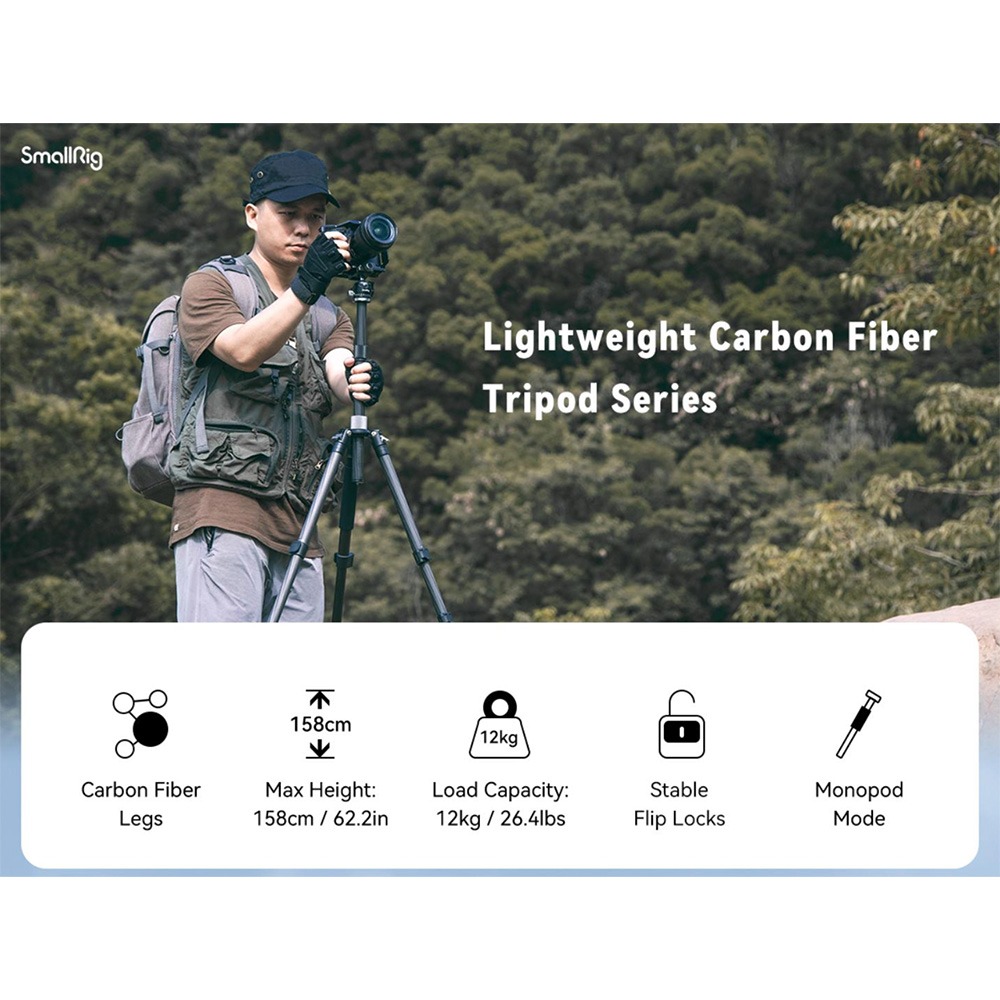 【eYe攝影】現貨 SmallRig AP-10 4060 輕型碳纖維三腳架 高133 碳纖腳架 雲台腳架 承重-細節圖2