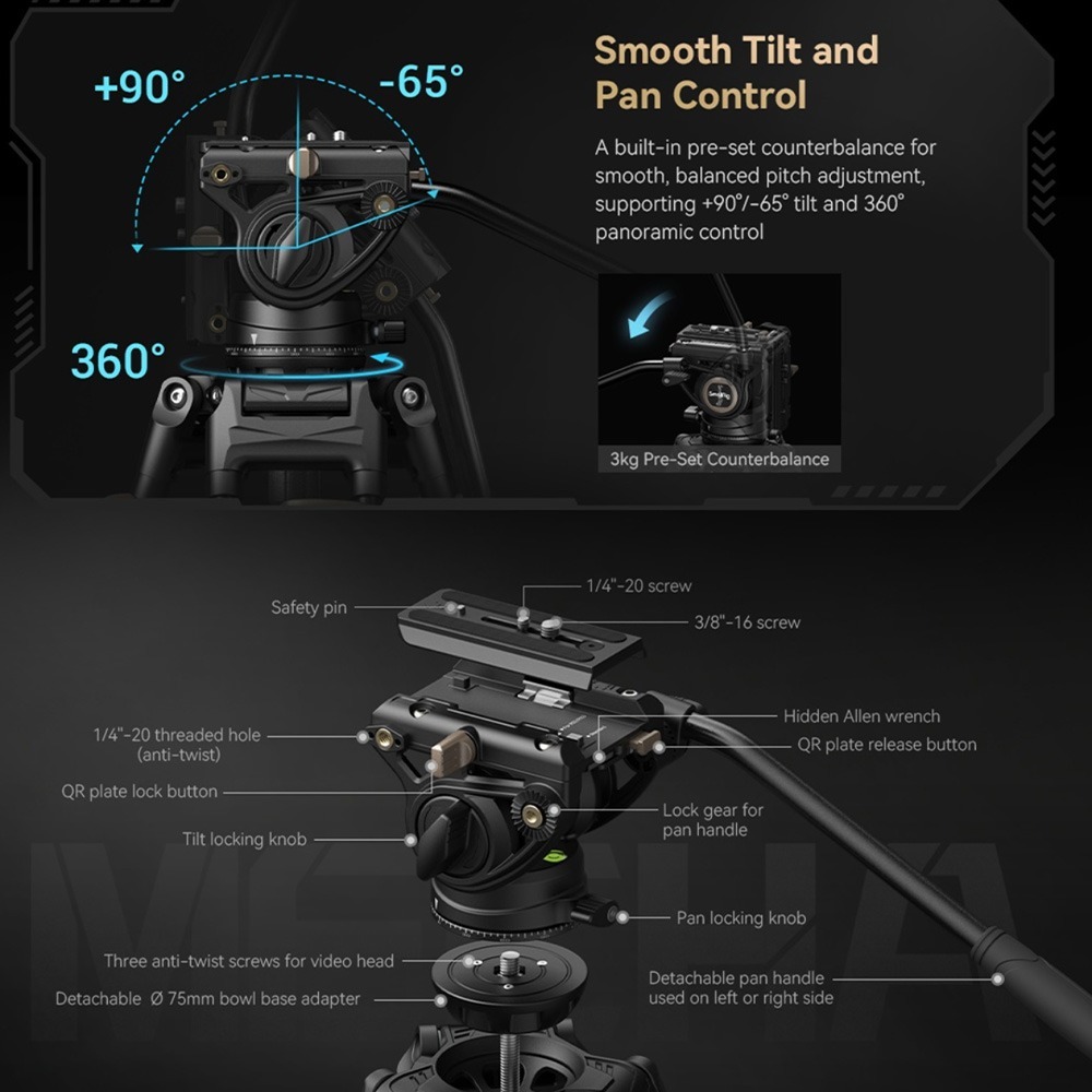 【eYe攝影】現貨 SmallRig AD-80 4163 重型鋁合金三腳架 鋁合金腳架 腳架 三腳架 最高191CM-細節圖4