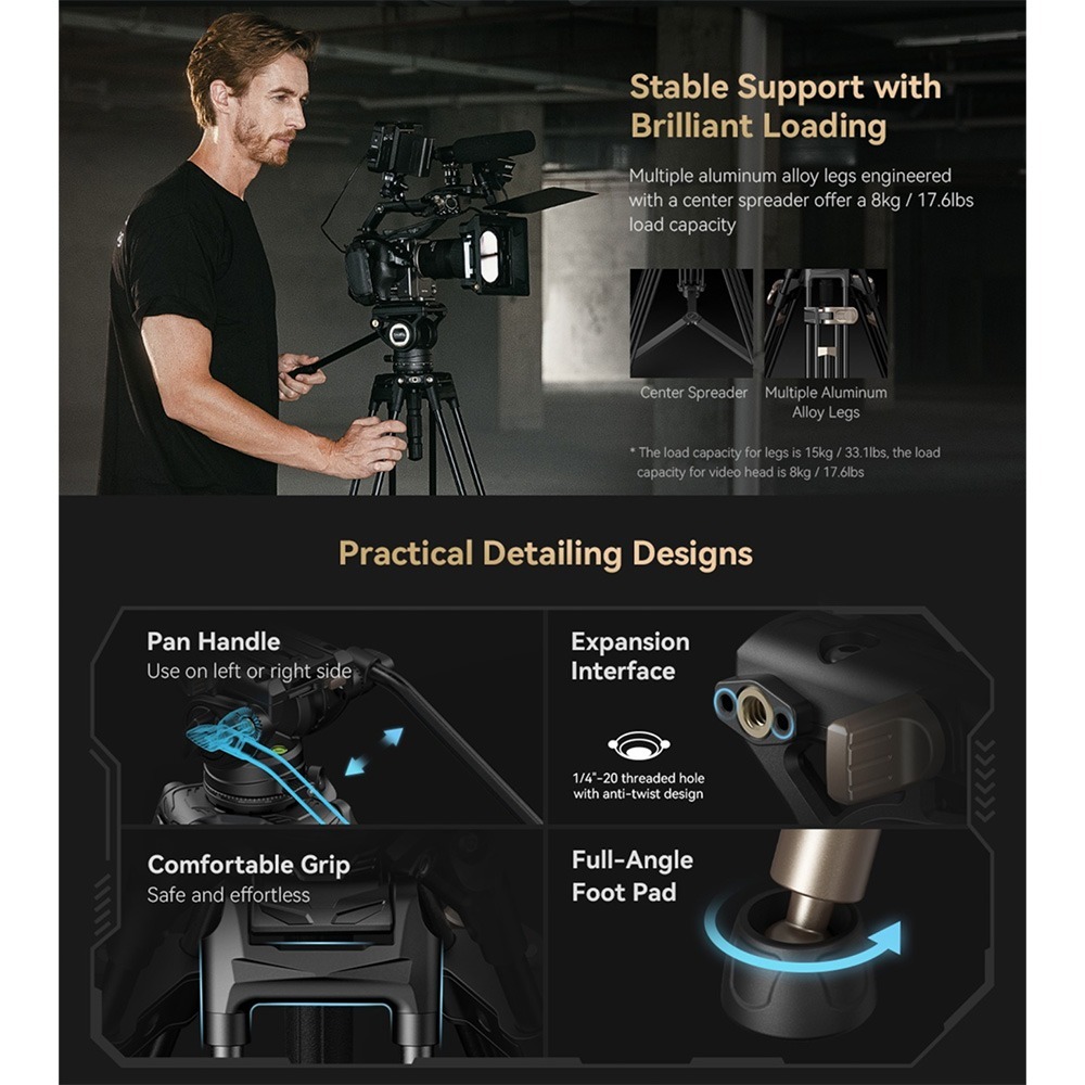 【eYe攝影】現貨 SmallRig AD-80 4163 重型鋁合金三腳架 鋁合金腳架 腳架 三腳架 最高191CM-細節圖5