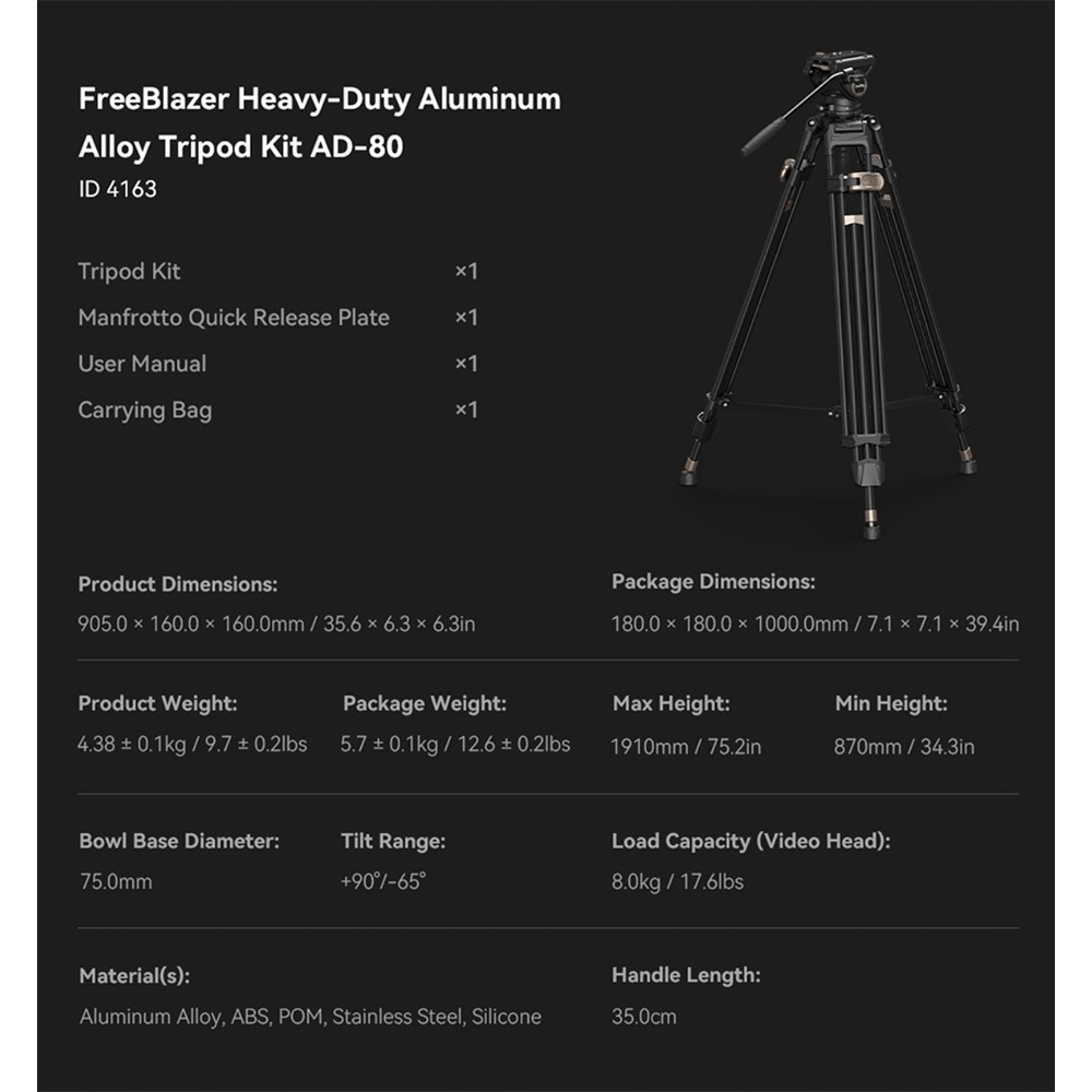 【eYe攝影】現貨 SmallRig AD-80 4163 重型鋁合金三腳架 鋁合金腳架 腳架 三腳架 最高191CM-細節圖7