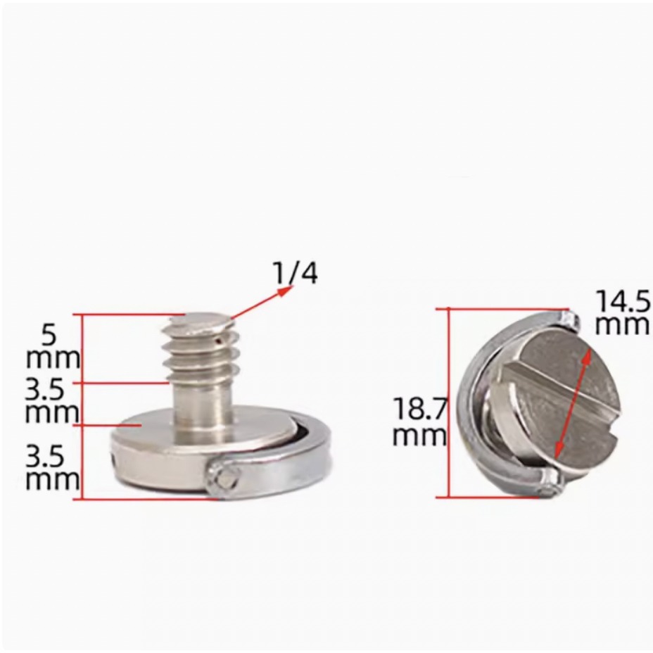 【eYe攝影】現貨 相機快拆板螺絲 1/4英寸 雲台 一字 C環 C型 固定螺絲 快拆板螺絲 不鏽鋼材質 快拆螺絲-細節圖2