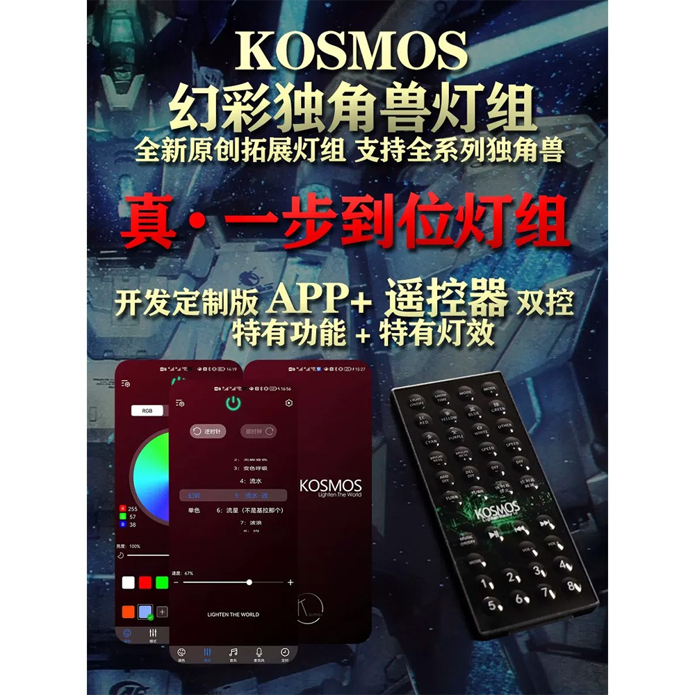 【鋼普拉】現貨 高級幻彩燈組 KOSMOS PG 1/60 獨角獸鋼彈 完美獨角獸 報喪女妖 最終決戰 三盾 鳳凰-細節圖2