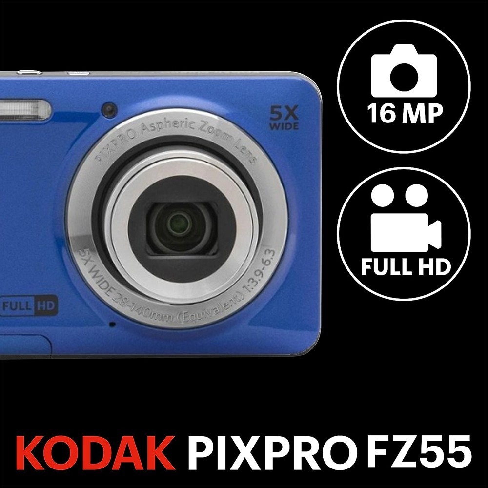 【eYe攝影】現貨 含稅 柯達 KODAK PIXPRO FZ55 16MP 藍色 數位相機 5X 光學變焦 傻瓜相機-細節圖2