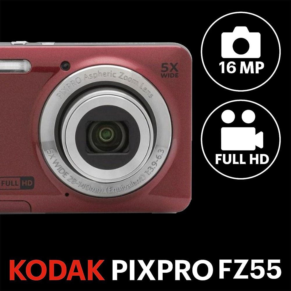 【eYe攝影】現貨 含稅 柯達 KODAK PIXPRO FZ55 16MP 紅色 數位相機 5X 光學變焦 傻瓜相機-細節圖2