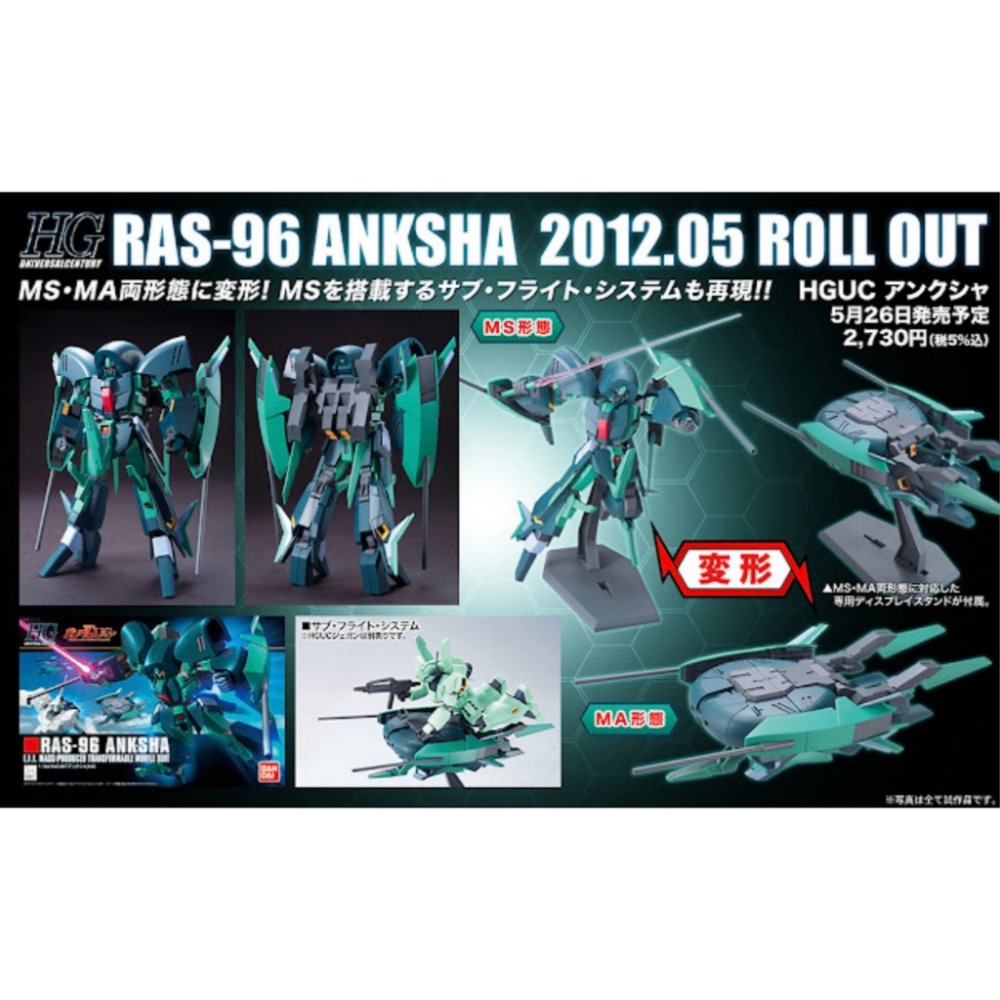 【鋼普拉】現貨 含支架 BANDAI HGUC 1/144 #141 RAS-96 Anksha 安克夏 可變形-細節圖2