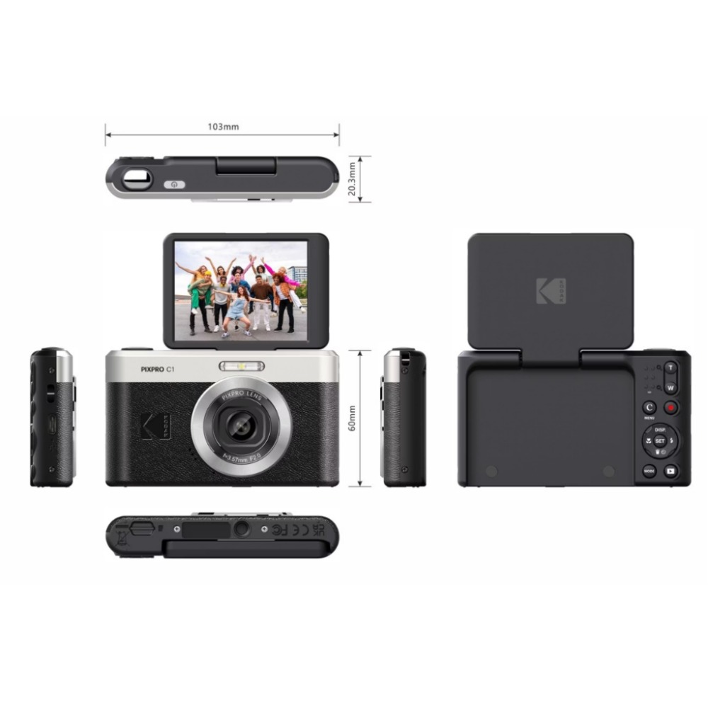【eYe攝影】現貨 柯達 Kodak PIXPRO C1 CCD 數位相機 翻轉螢幕 內建閃光燈 超薄隨身機 文青 復古-規格圖9