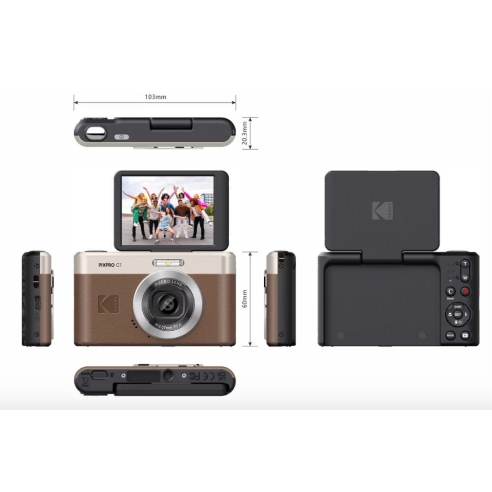 【eYe攝影】現貨 柯達 Kodak PIXPRO C1 CCD 數位相機 翻轉螢幕 內建閃光燈 超薄隨身機 文青 復古-規格圖9