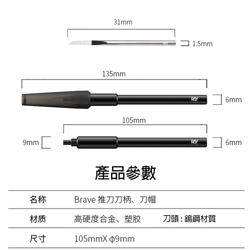 【鋼普拉】僅刀柄 RAY 模型工具 Brave 推刀 刻線刀 鎢鋼刀 改造 細節加深 刻線加深 防滾設計-細節圖9