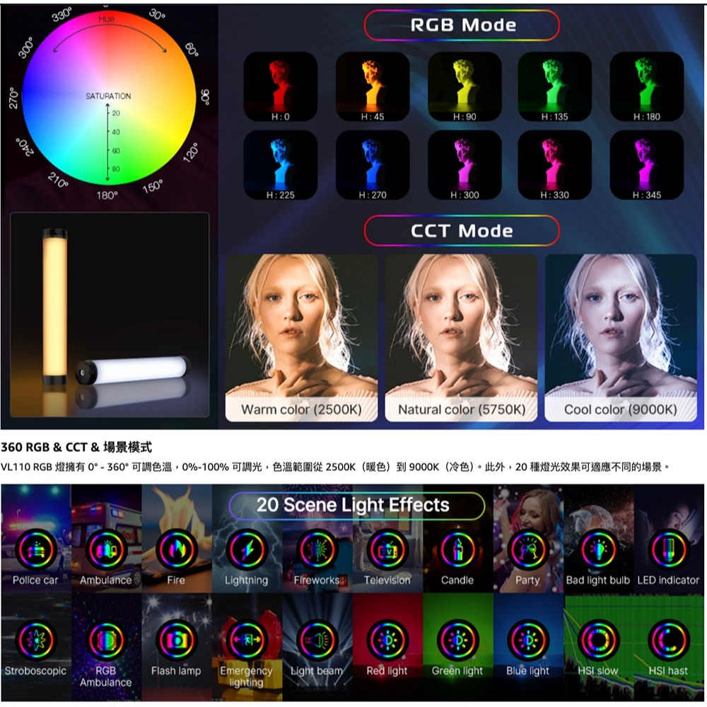 【eYe攝影】Ulanzi VL110 磁吸式 RGB LED 光棒 補光燈 可串接 攝影燈 外拍 棚拍 商品攝影-細節圖4