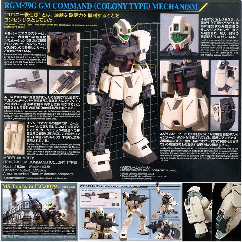 Bandai MG 1/100 RGM-79G GM Command Colony Type – Gundam 0080 – Neuf