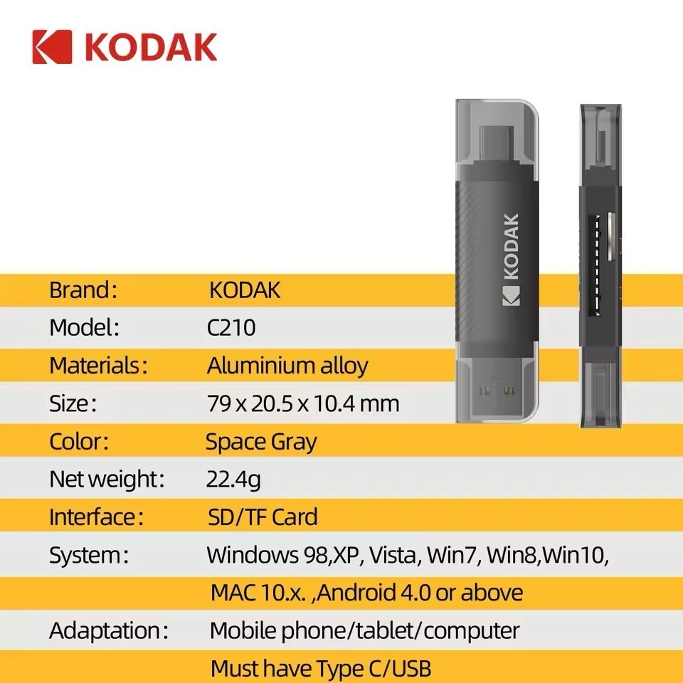 【eYe攝影】現貨 柯達 KODAK C210 手機 平板 OTG iphone 17 C1 盲盒相機 相片傳輸 讀卡機-細節圖9