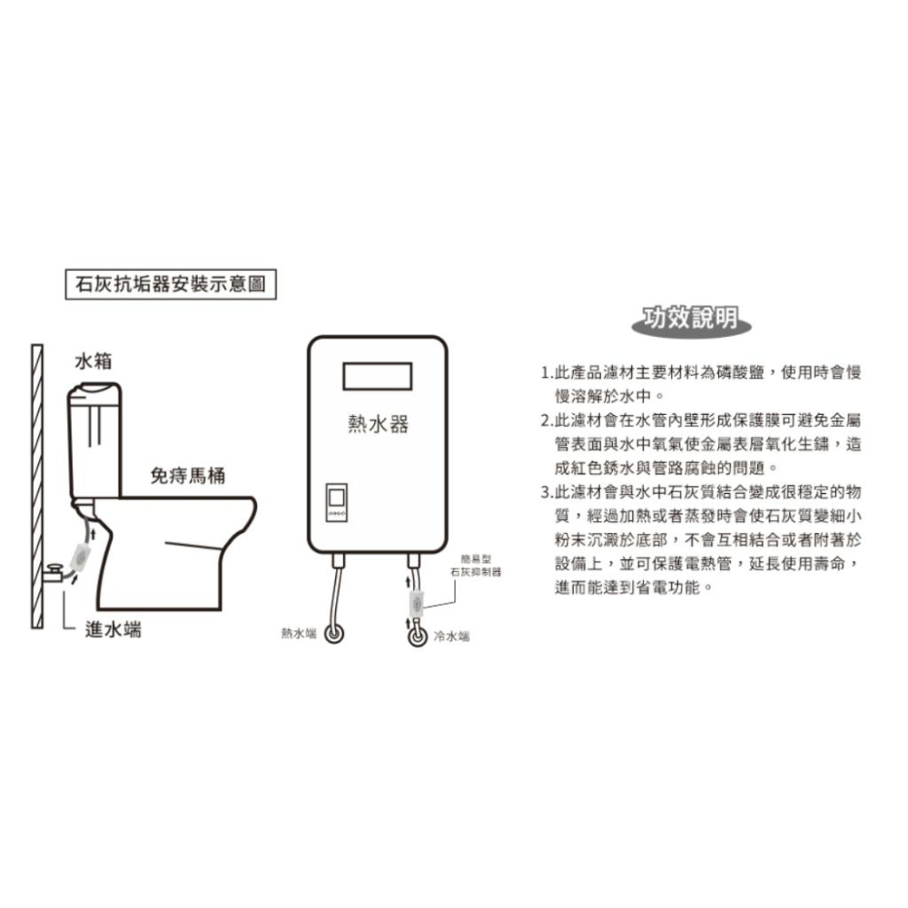ADD 簡易型石灰抗垢器 抑垢器 拋棄式濾心 免治馬桶卡垢的救星-細節圖3