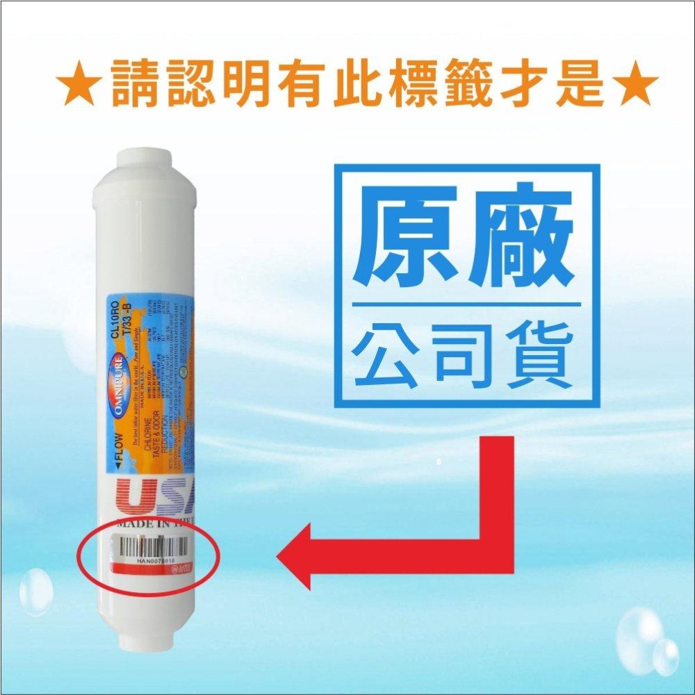 美國原裝進口 OMNIPURE 小T33 後置顆粒活性炭濾心 正品代理商公司貨~ 水易購 楠梓店-細節圖3