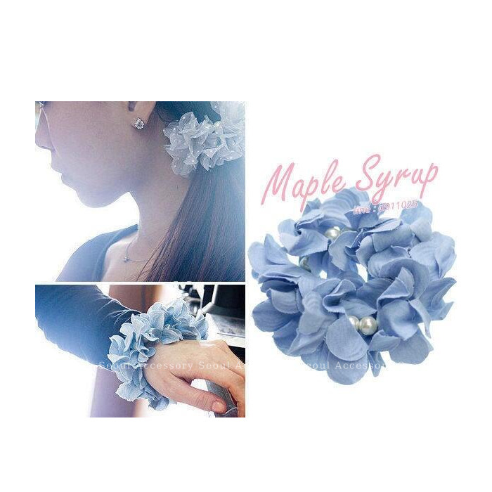 [現貨]首爾飾集 正韓國製 雜誌日系風格珍 珍珠滿滿花瓣 髮束 手環兩用2-16-1-細節圖3