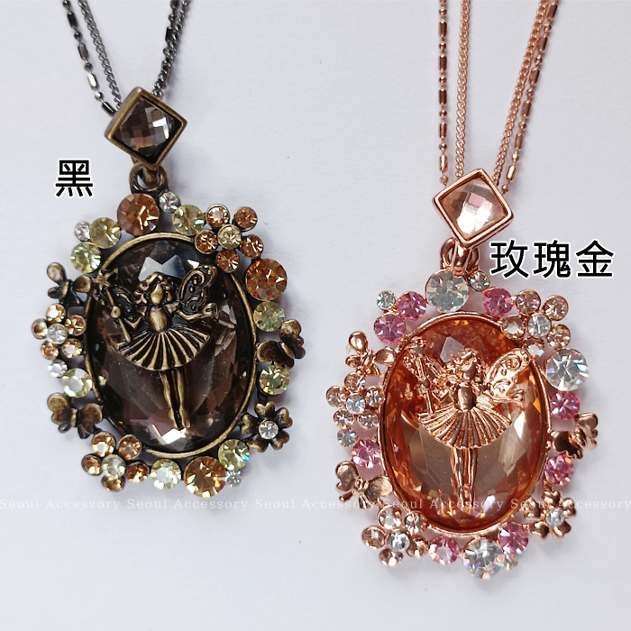 [現貨]首爾飾集 正韓國製 璀璨光芒 鏡面寶石花園精靈長鏈項鍊32-23-1-細節圖2