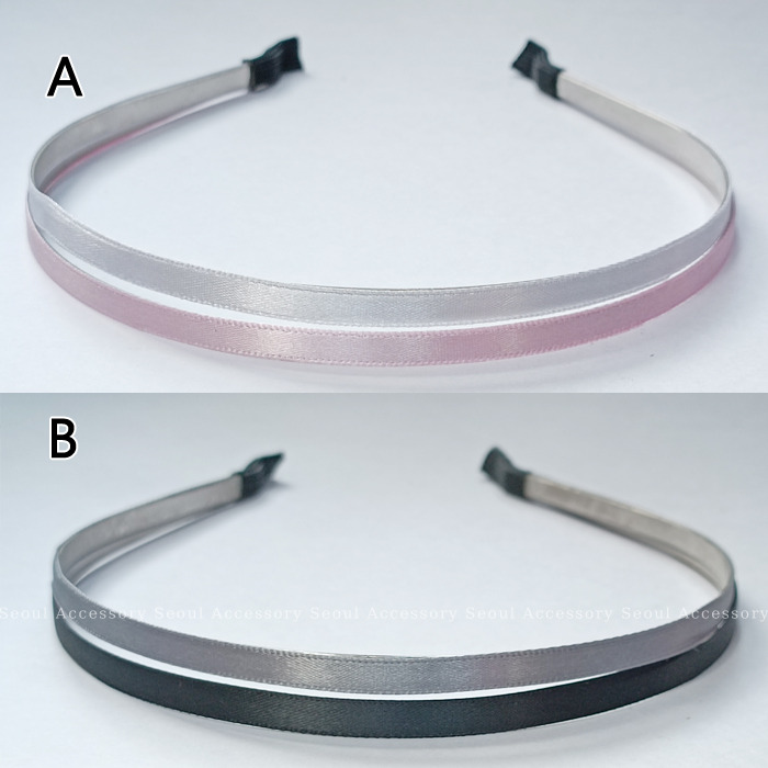 [現貨]首爾飾集 正韓國製 氣質名媛 粉嫩雙色緞帶 雙圈髮圈髮箍K120-19-1-細節圖2
