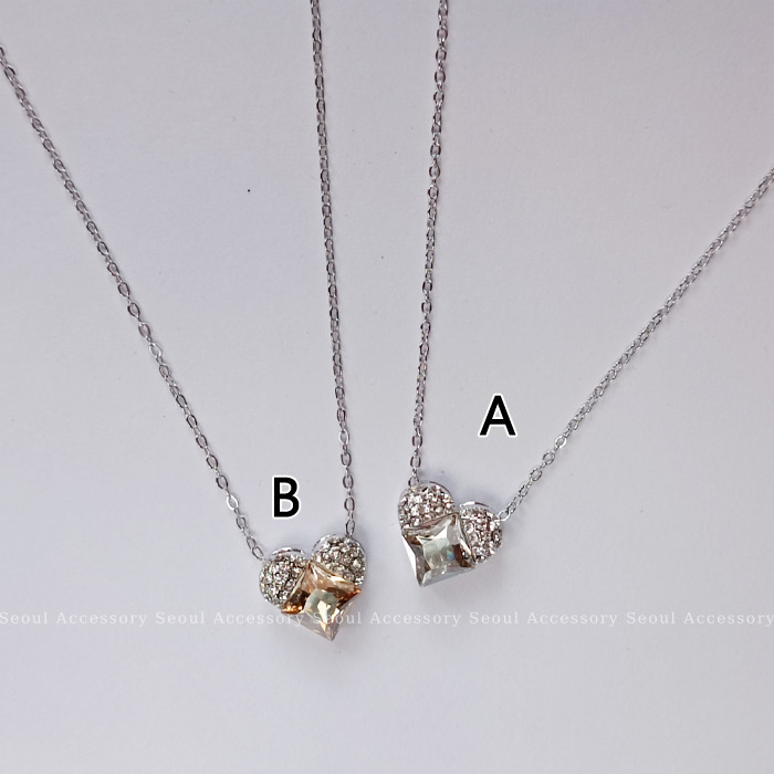 [現貨]首爾飾集 正韓國製 施華洛世奇水晶鑽 燦爛珍藏愛心切割寶石項鍊32-15-1-細節圖2