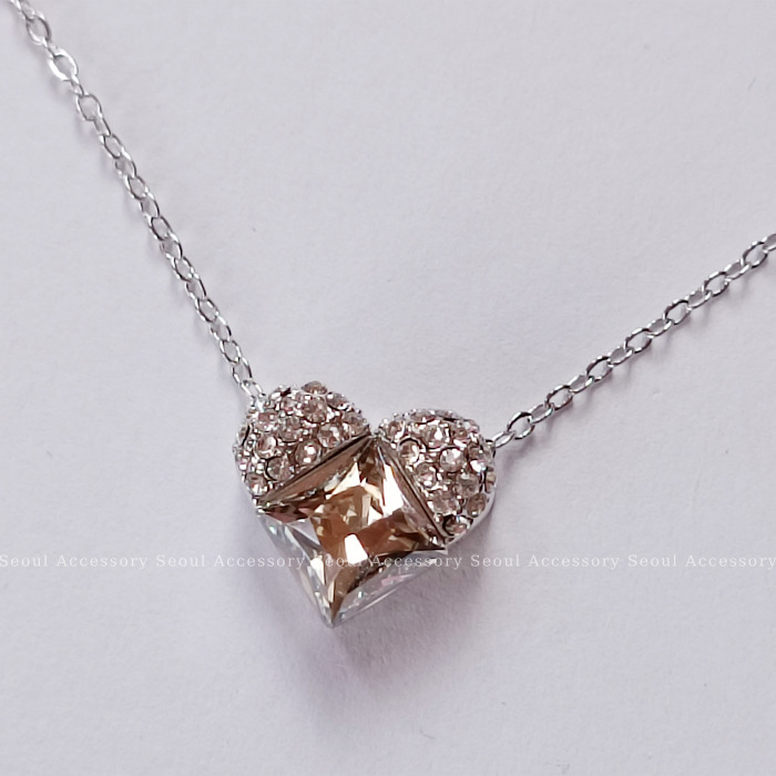 [現貨]首爾飾集 正韓國製 施華洛世奇水晶鑽 燦爛珍藏愛心切割寶石項鍊32-15-1-細節圖6